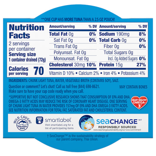 Chicken Of The Sea Chunk Light Tuna In Water Bowl, 8 x 5.6 oz Case - DOT product image 7