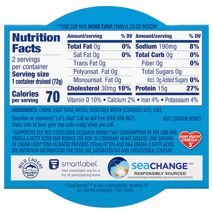 Chicken Of The Sea Chunk Light Tuna In Water Bowl, 8 x 5.6 oz Case - DOT product image 7