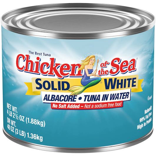 Tuna Chunk White Low Sodium Solid Albacore Tuna In Water, 6 x 66.5 oz Case - Meat, Poultry & Seafood