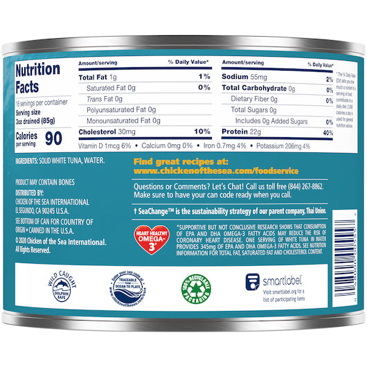 Tuna Chunk White Low Sodium Solid Albacore Tuna In Water, 6 x 66.5 oz Case - DOT product image 3