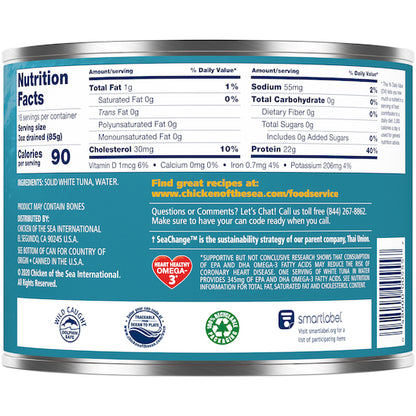 Tuna Chunk White Low Sodium Solid Albacore Tuna In Water, 6 x 66.5 oz Case - DOT product image 3
