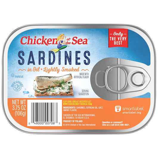 Chicken Of The Sea Smoked Sardines In Oil, 18 x 3.75 oz Case - Meat, Poultry & Seafood