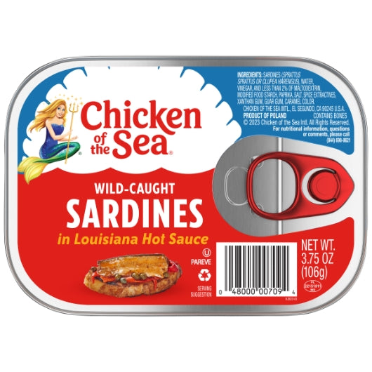 Chicken Of The Sea Sardines In Louisiana Hot Sauce Canned, 18 x 3.75 oz Case - Condiments & Sauces