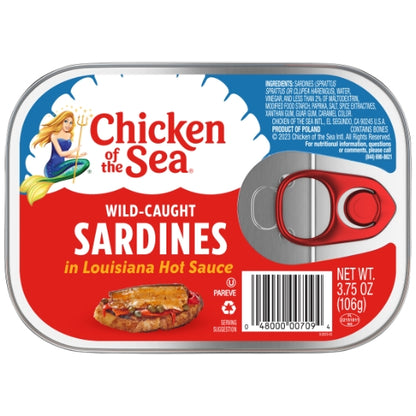 Chicken Of The Sea Sardines In Louisiana Hot Sauce Canned, 18 x 3.75 oz Case - Condiments & Sauces