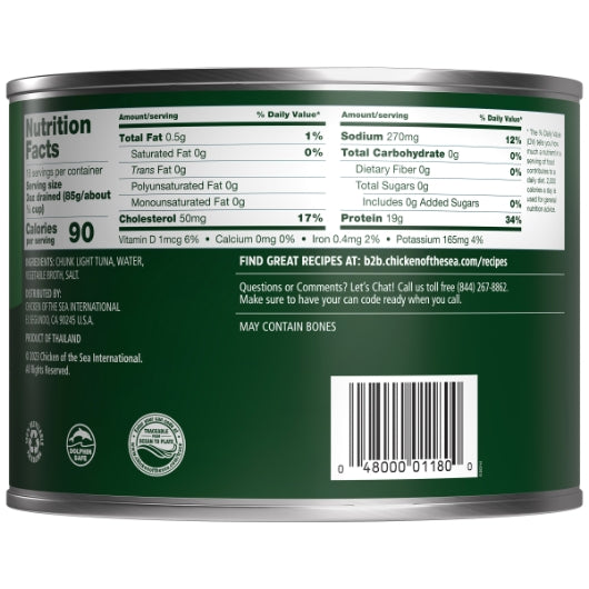Chicken Of The Sea Tonggol Light Tuna In Water, 6 x 66.5 oz Case - DOT product image 3