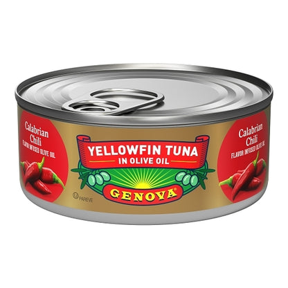 Genova Solid Light Yellowfin Tuna In Calabrian Chili Olive Oil, 12 x 5 oz Case - Condiments & Sauces