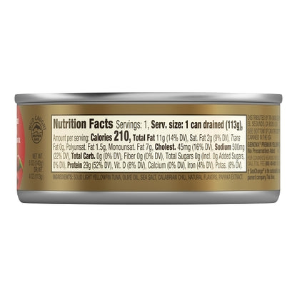 Genova Solid Light Yellowfin Tuna In Calabrian Chili Olive Oil, 12 x 5 oz Case - DOT product image 4