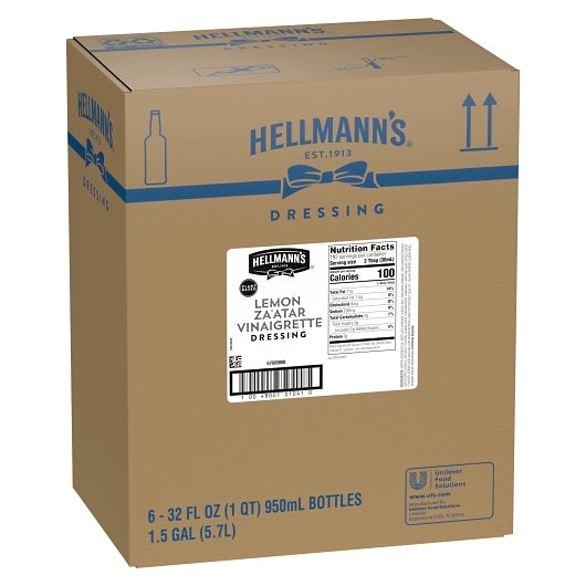 Hellmann's Classics Lemon Zaatar Vinaigrette Dressing Bottle, 6 x 32 oz Case - Condiments & Sauces