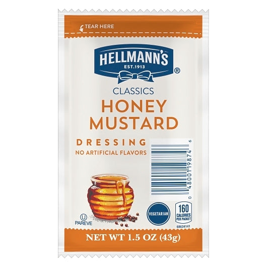 Hellmanns Blue Ribbon Classics Honey Mustard Salad Dressing Single Serve, 102 x 1.5 oz Case - Condiments & Sauces
