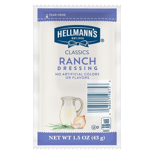 Hellmanns Blue Ribbon Classics Ranch Salad Dressing Single Serve, 102 x 1.5 oz Case - Condiments & Sauces