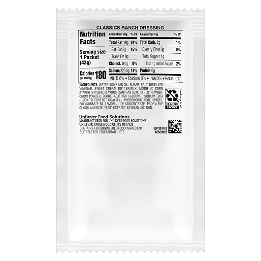 Hellmanns Blue Ribbon Classics Ranch Salad Dressing Single Serve, 102 x 1.5 oz Case - DOT product image 4