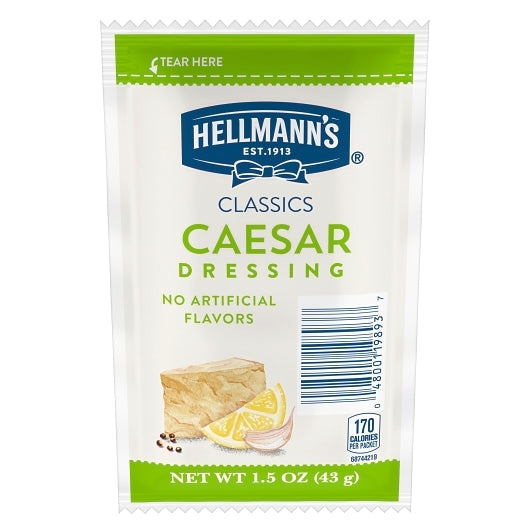 Hellmanns Creamy Caesar Classics Caesar Salad Dressing Single Serve, 102 x 1.5 oz Case - Condiments & Sauces