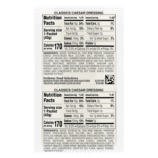 Hellmanns Creamy Caesar Classics Caesar Salad Dressing Single Serve, 102 x 1.5 oz Case - DOT product image 6