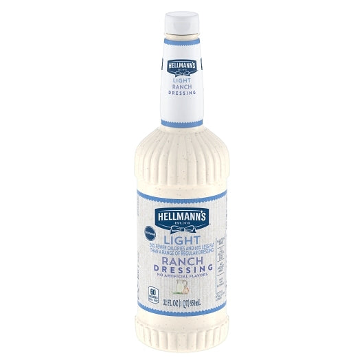 Hellmanns Blue Ribbon Classics Light Ranch Salad Bar Dressing Bottle, 6 x 32 oz Case - Condiments & Sauces