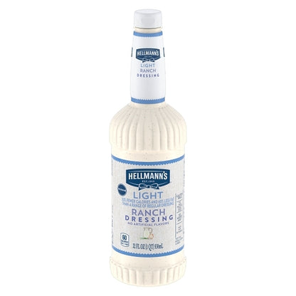 Hellmanns Blue Ribbon Classics Light Ranch Salad Bar Dressing Bottle, 6 x 32 oz Case - Condiments & Sauces