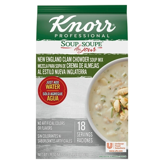 Knorr Professional Soup Du Jour New England Clam Chowder Mix, 4 x 27 oz Case - Prepared Foods