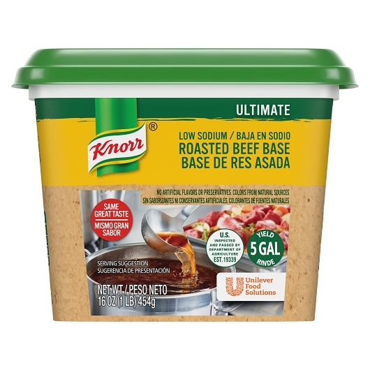 Knorr Low Sodium Roasted Beef Base, 6 x 1 lb Case - Pantry Ingredients
