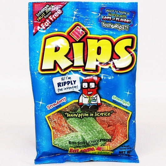 Rips Assorted Licorice Bite Size Strawberry & Green Apple Peg Bag, 12 x 4 oz Case - Candy & Confections