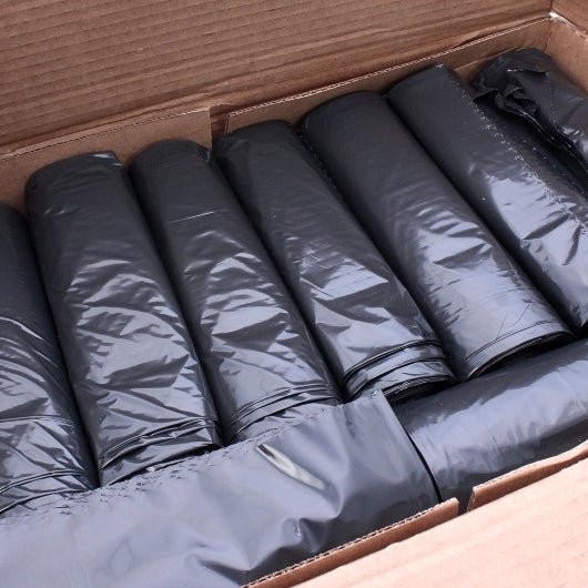 Pitt Plastics Eco Strong 38 Inch X 58 Inch 1.7 Mil 60 Gallon Super Heavy Black Star Perforated Roll Can Liner, 10 x 10