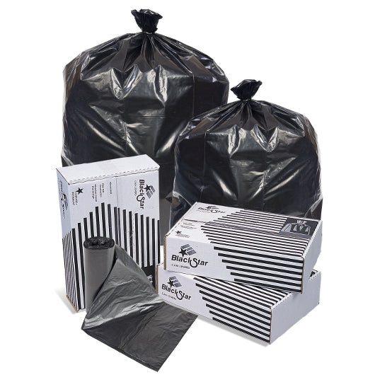 Pitt Plastics Black Star 36 Inch X 58 Inch .95 Mil 55 Gallons Extra Heavy Perforated Roll Can Liner, 10 x 10 ct Case