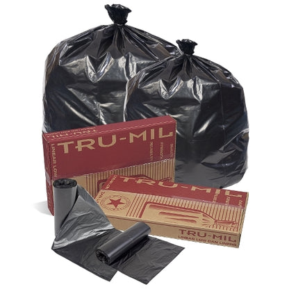 Pitt Plastics True-Mil 24 Inch X 32 Inch .9 Mil 12-16 Gallons XX Heavy Black Star Perforated Roll Can Liner, 10 x 25 ct