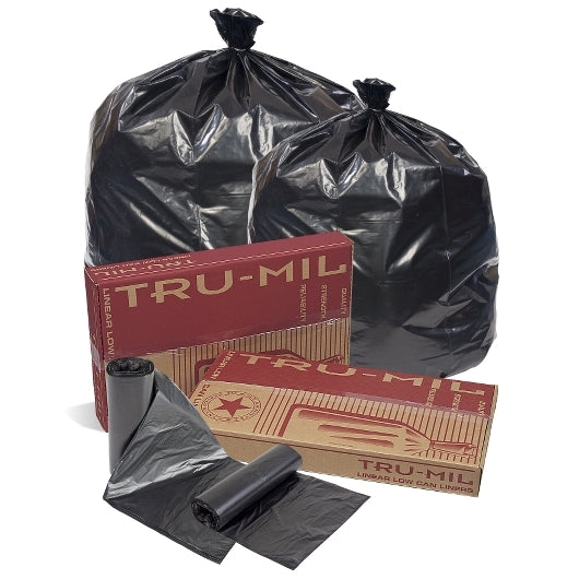 Pitt Plastics True-Mil 33 Inch X 39 Inch 1.4 Millimeter 33 Gallons XX Heavy Black Star Perforated Roll Can Liner, 5 x 25