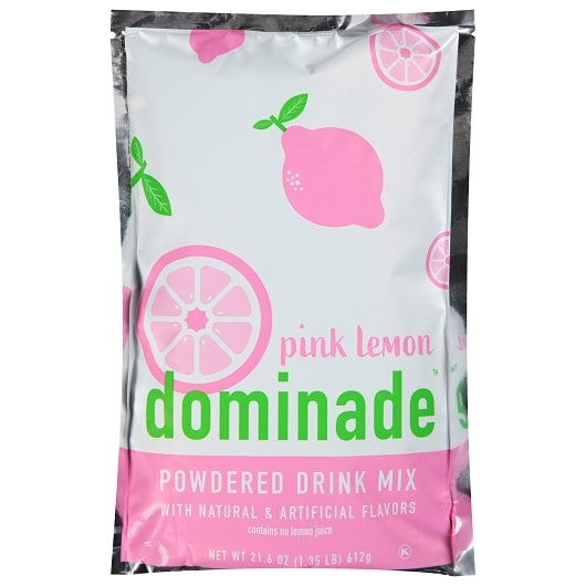 Dominade Pink Lemon Powdered Drink Mix Pouches, 12 x 1.35 lb Case - Pantry Ingredients