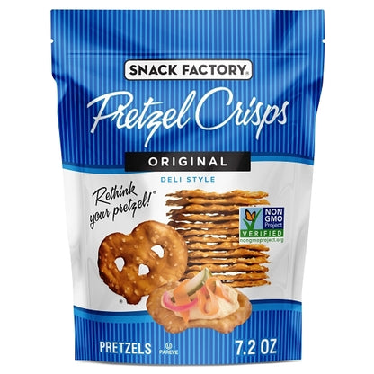 Snack Factory Pretzel Crisps Original, 12 x 7.2 oz Case - Snacks