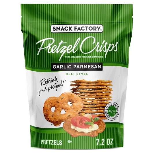 Pretzel Crisps Garlic Parmesan, 12 x 7.2 oz Case - Snacks