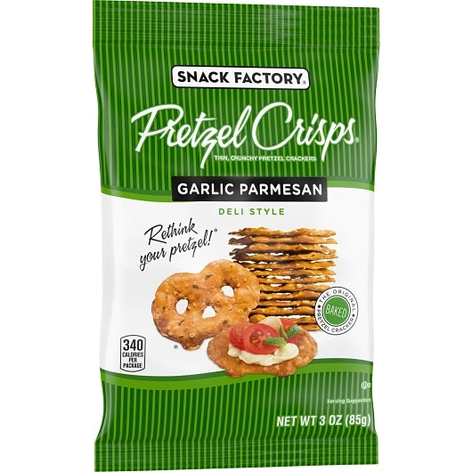 Snack Factory Pretzel Crisps Garlic Parmesan, 8 x 3 oz Case - DOT product image 3