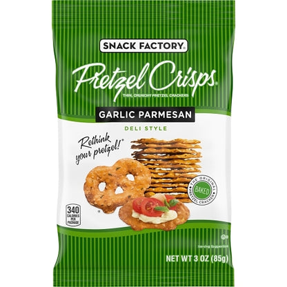Snack Factory Pretzel Crisps Garlic Parmesan, 8 x 3 oz Case - DOT product image 2
