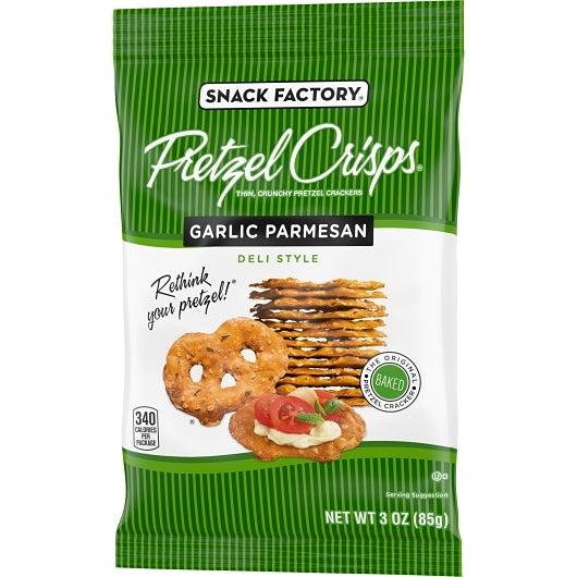 Snack Factory Pretzel Crisps Garlic Parmesan, 8 x 3 oz Case - DOT product image 5