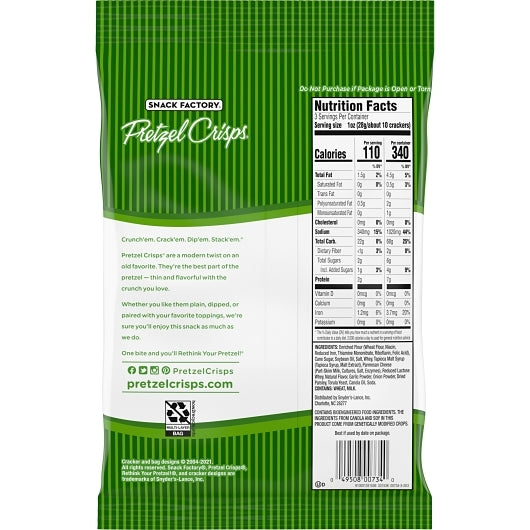 Snack Factory Pretzel Crisps Garlic Parmesan, 8 x 3 oz Case - DOT product image 8