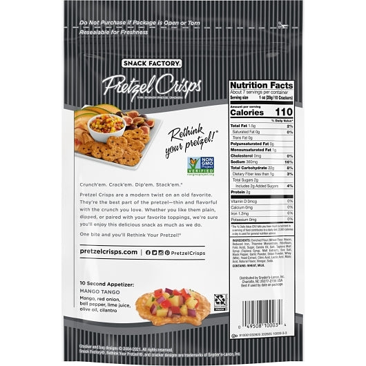 Pretzel Crisps - Pretzel Crisps Sea Salt & Cracked Pepper, 12 x 7.2 oz Case - DOT product image 8