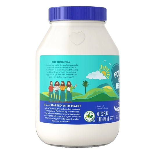 Follow Your Heart Original Vegan Mayonnaise Jar, 6 x 32 fl oz Case - DOT product image 2