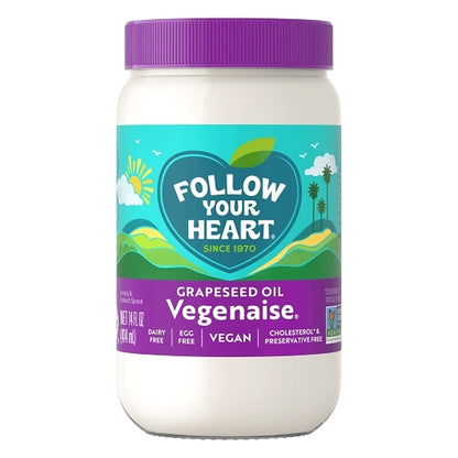 Follow Your Heart Grapeseed Oil Vegan Mayonnaise Jar, 6 x 14 fl oz Case - Condiments & Sauces