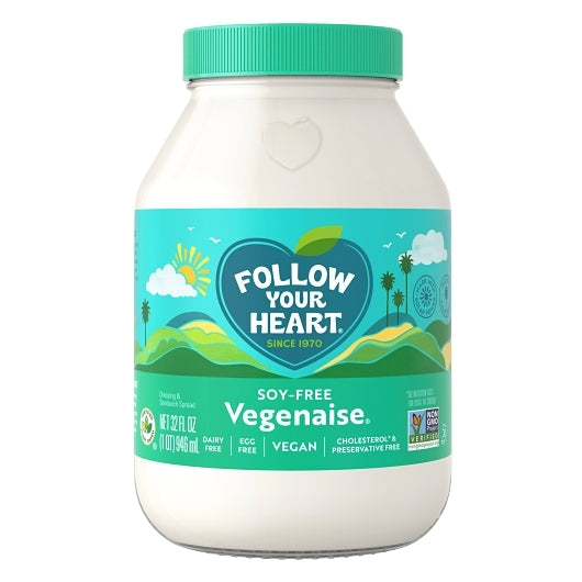 Follow Your Heart Soy Free Vegan Mayonnaise Jar, 6 x 32 fl oz Case - Condiments & Sauces