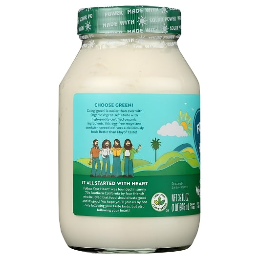 Follow Your Heart Organic Vegan Mayonnaise Jar, 6 x 32 fl oz Case - DOT product image 2