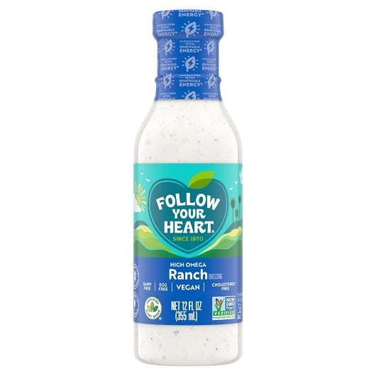 Follow Your Heart Vegan High Omega Ranch Dressing Bottle, 6 x 12 fl oz Case - Condiments & Sauces