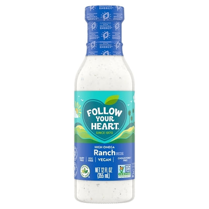 Follow Your Heart Vegan High Omega Ranch Dressing Bottle, 6 x 12 fl oz Case - Condiments & Sauces