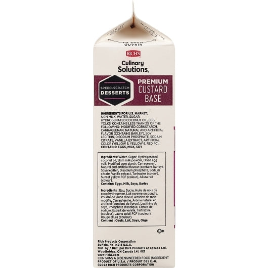 Richs Naturally And Premium Custard Base, 12 x 2 lb Case - DOT product image 4