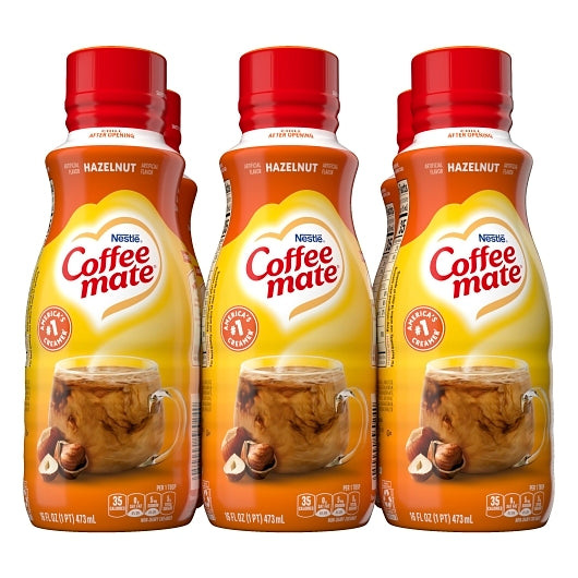 Coffee Mate Hazelnut Coffee Creamer, 6 x 16 fl oz Case - Coffee & Tea