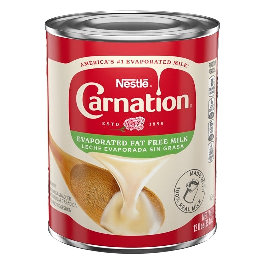 Carnation Nestle Evaporated Fat Free Milk, 24 x 12 fl oz Case - Pantry Ingredients
