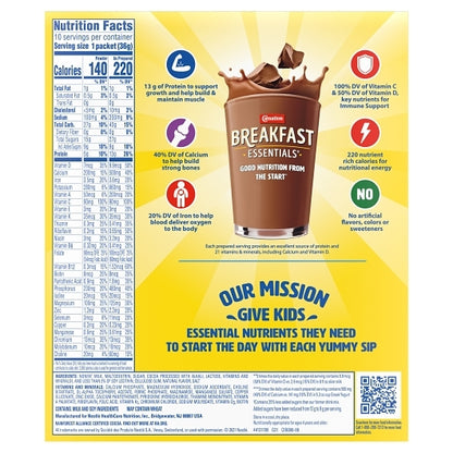 Carnation Nestle Chocolate Breakfast Essentials Drink Mix, 6 x 10 x 1.26 oz Case - DOT product image 7