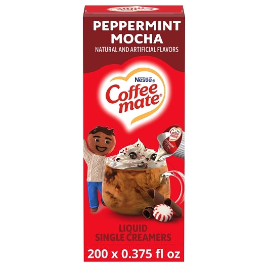 Coffee Mate Peppermint Mocha Single Serve Liquid Creamer, 4 x 18.7 fl oz Case - Coffee & Tea