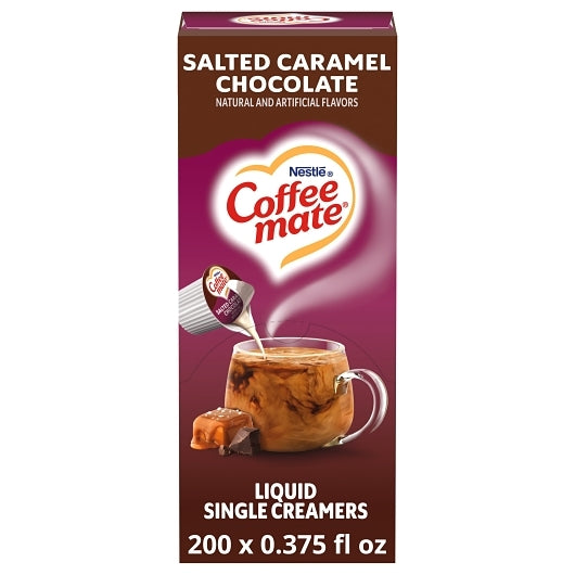 Coffee-Mate Coffee Creamer Salted Caramel Chocolate Flavor Liquid Creamer Singles, 4 x 18.7 fl oz Case - Candy &