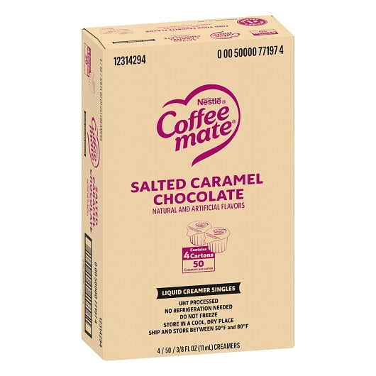 Coffee-Mate Coffee Creamer Salted Caramel Chocolate Flavor Liquid Creamer Singles, 4 x 18.7 fl oz Case - DOT product image 6