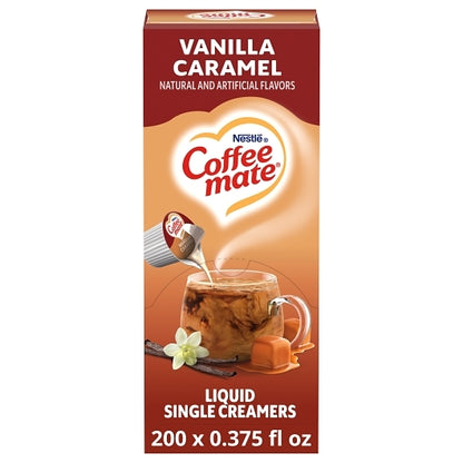 Coffee Mate Vanilla Caramel Single Serve Liquid Creamer, 4 x 18.7 fl oz Case - Coffee & Tea