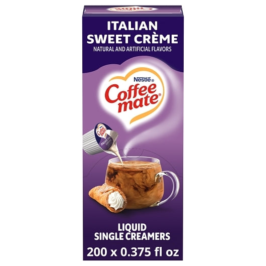 NESTLE COFFEE-MATE Coffee Italian Sweet Creme Flavor Liquid Creamer Singles, 4 x 18.7 fl oz Case - Coffee & Tea