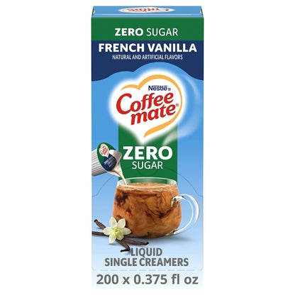 NESTLE COFFEE-MATE Coffee Zero Sugar French Vanilla Single Serve Liquid Creamer, 4 x 18.7 fl oz Case - Coffee & Tea